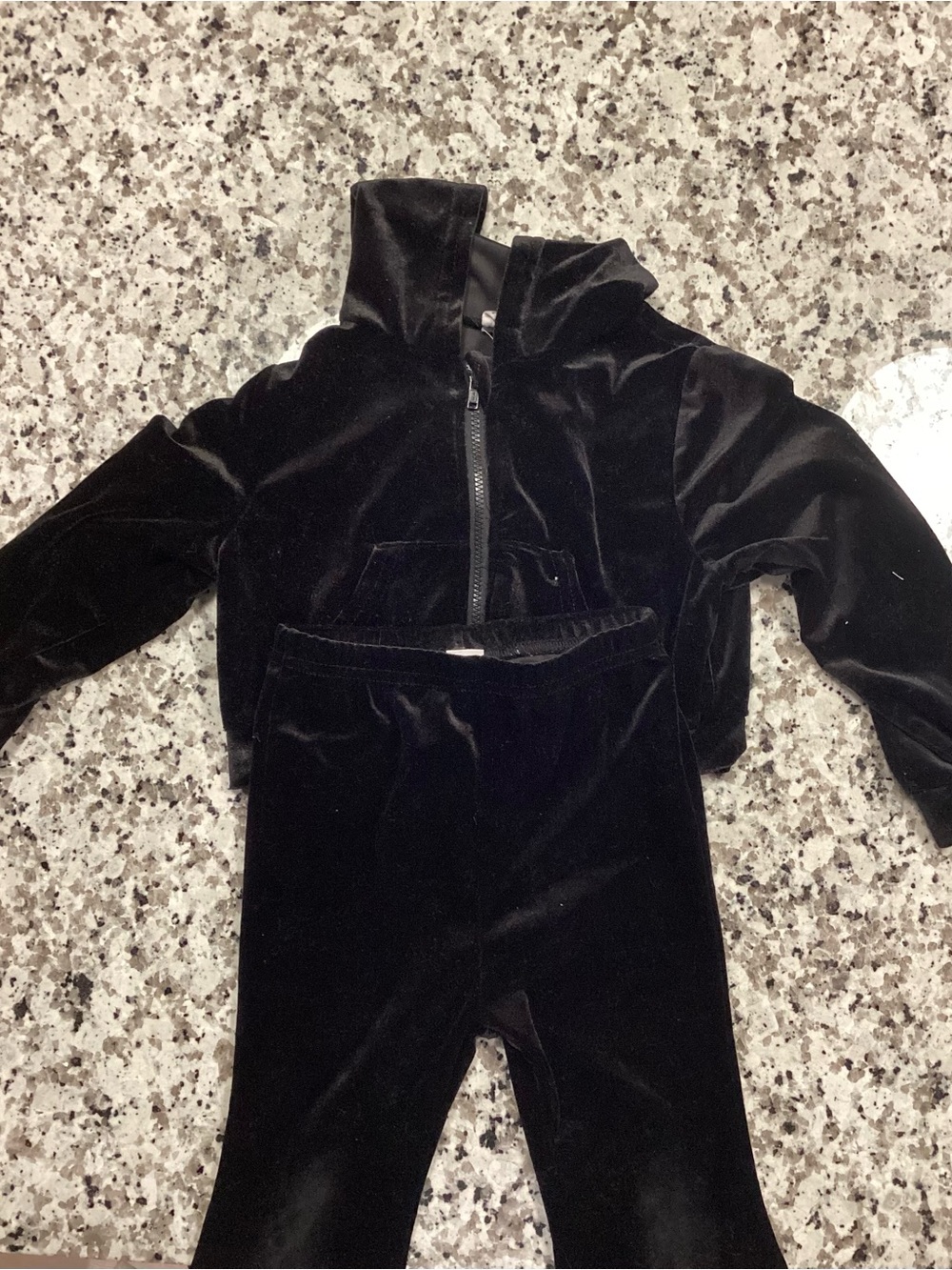 SHEIN Black Velour Kids Hoodie & Leggings Set Size 2-3Y